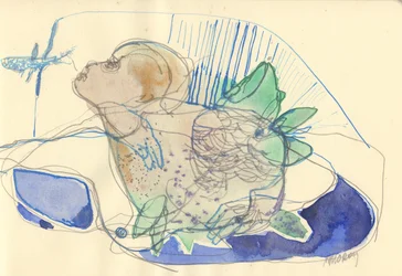 Schetsboek 11, 2024 (temperaverf, potlood, pen op papier)