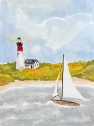Kustvuurtoren-zeilboot
