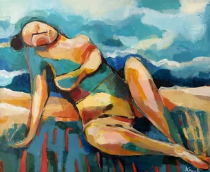 Samenvatting: Vrouw die zonnebaadt