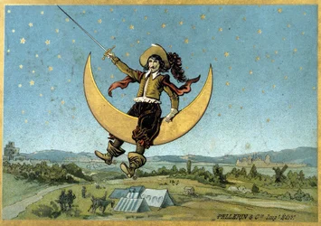 Illustratie van Cyrano de Bergerac in zijn roman ‘De andere wereld’