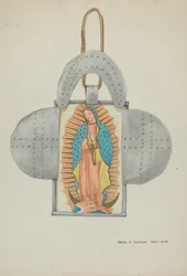 Handgetekende Guadalupe in tinvorm, ca. 1937