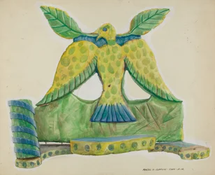 Geschilderde houten wandkandelaar, ca. 1939