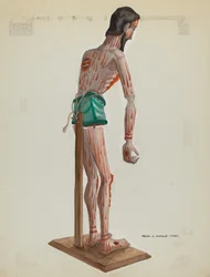 Houten Christus, geschilderd zijaanzicht, c. 1937