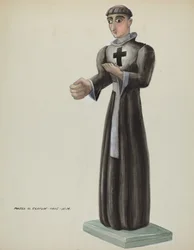 Houten Santo - Monnik met kruis op borst, 1935-1942
