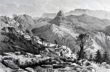 Op mars nabij Dongolo, gegraveerd door James Ferguson, 1868