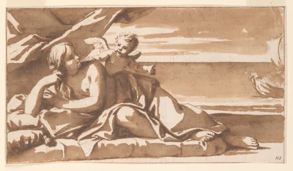 Studie voor een Bovenlicht Schilderij, Ariadne Bekijkt de Nadering van het Schip van Bacchus