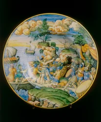 De verkrachting van Helena, bord toegeschreven aan Marcantonio Raimondi, bewaard in het Museo Nazionale del Bargello in Florence