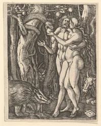 Adam en Eva met appel en slang, ca. 1500-1534