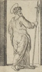 Sint Judas, met een hellebaard in zijn rechterhand, uit de serie 