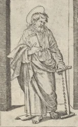 Sint Simon, een zaag in zijn neergelaten linkerhand, uit de serie 