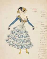 Carmen, kostuumschets door Marcel Multzer voor Act II van Carmen, door Georges Bizet