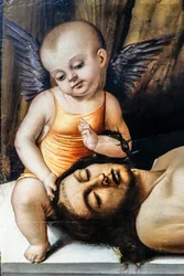 Dode Christus en twee engelen