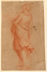Tekening, Een jonge vrouw (Maria Magdalena onder het kruis), 1550-75