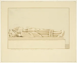 Beeld van abt Guilliam in de kathedraal van Bristol