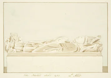 Beeld van abt Newland in de kathedraal van Bristol