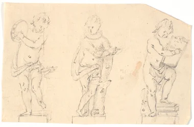 Studieblad met drie putti