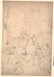 Ontwerp voor het schilderij: Denemarken en Noorwegen eren Chr. VI