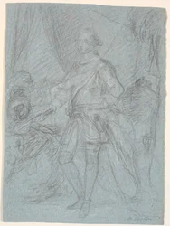 Ontwerp voor een portret in vol ornaat. Voorbereiding voor Chr. VI