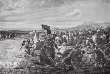 De Slag bij Orchomenos (litho)