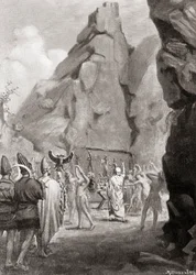 De viering van een lentefeest met een cultusdans om de Hettitische Moedergodinnen te aanbidden, uit Hutchinson