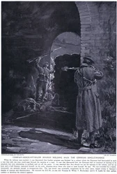 Company Sergeant Major Seaman won een DCM voor het met één hand tegenhouden van een Duitse aanval in februari 1915 (litho)