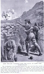 Hoe soldaat Vaughan het DCM won bij Lone Pine Dardanellen augustus 1915 (litho)