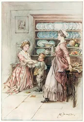 De dominee van Wakefield door Oliver Goldsmith (kleurenlitho)