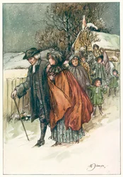 De dominee van Wakefield door Oliver Goldsmith (kleurenlitho)
