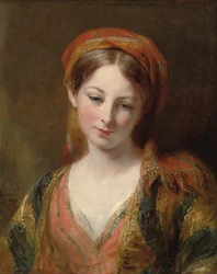 Portret van een jong meisje, vermoedelijk Henrietta Carpenter, buste lengte, in oosterse kleding, 1839
