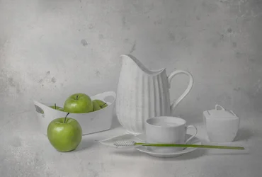 Stilleven met verse groene appels