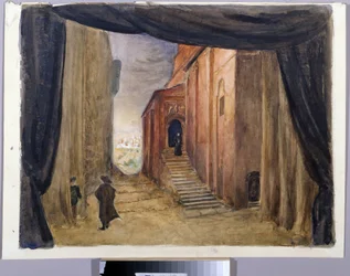 Decorvoorbereiding voor de opera "De gast van Pierre", door Alexandre Dargomyjski (1813-1869)