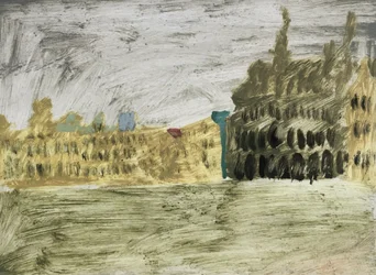 Goudgeel landschap van Brussel, 2019 (olieverf op papier)