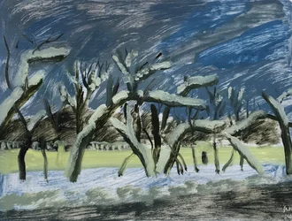 Russische winter, 2019 (olieverf op papier)
