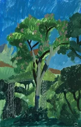 Turks landschap met boom, 2019 (olieverf op papier)