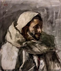 Portret buste van een man, driekwart rechts, circa 1870 (aquarel en grafietpotlood op papier)