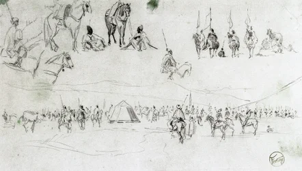 Landschap met Spaanse militairen en Moren