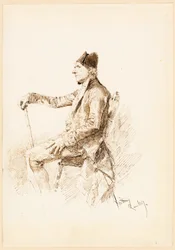 Zittende man in profiel