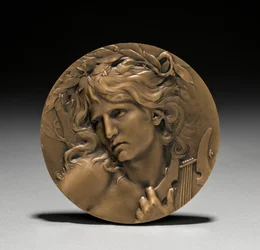 Medaille uitgereikt aan Loïe Fuller door de Franse regering: Orpheus bij de ingang van de onderwereld (voorzijde)