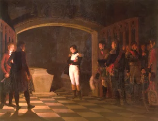 Napoleon mediterend voor het graf van Frederik II van Pruisen, Potsdam, 25 oktober 1806