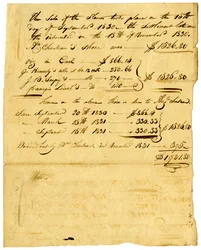 Document betreffende verkoop van slaven en aandeel dat naar verschillende individuen gaat, november 1831