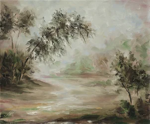 Sereen mistig landschap