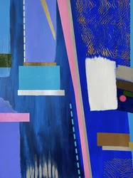 Levendige blauwe geometrische patronen