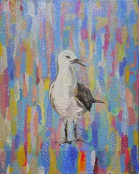 Levendig schilderij van een zeemeeuw