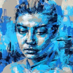 She Carries The Sea, 2025 (acryl en olieverf op omgekeerd doek)