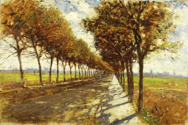 Met bomen omzoomde laan in Bremen, 1912