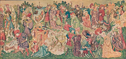 Aquarelweergave van een van de Hardwicke Wandtapijten