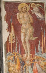 St. Sebastiaan, fresco door Mariotto di Nardo, Kerk van Santa Maria Maggiore, Florence (UNESCO Werelderfgoedlijst)