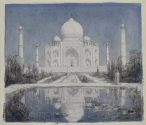 Taj Mahal bij maanlicht