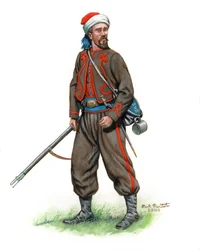 10th New York Infantry National Zouaves 2e uniform 1861, 2024 (aquarel en gouache op Bristol)