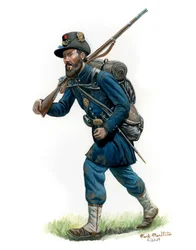 6e Wisconsin Infanterie Regiment IJzeren Brigade 1863, 2024 (aquarel en gouache op Bristol)